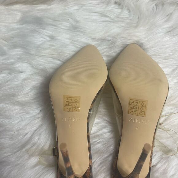 SIMMI London clear plastic sling back Leopard prints trim and heels Size 8 - Picture 8 of 8